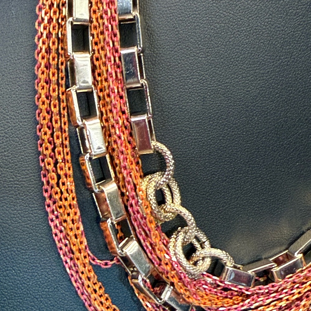 Chico's Gold and Red Multi-Strand Necklace - Picture 3 of 5